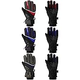 SATINIOR 3 Pairs Kids Waterproof Winter Gloves Warm Snow Ski Gloves Adjustable for Boy Girl Toddler Cold Weather(3-6 Years,Red, Army Green, Blue)