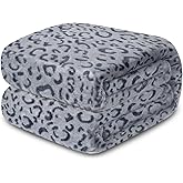 MACEVIA Flannel Fleece Cheetah Print Blanket, Leopard Throw Blanket for Women, Soft Animal Print Blankets Cozy Comfy for Bed Sofa Couch 260GSM, Suitable for All Seasons (Navy Leopard,50x60inches)
