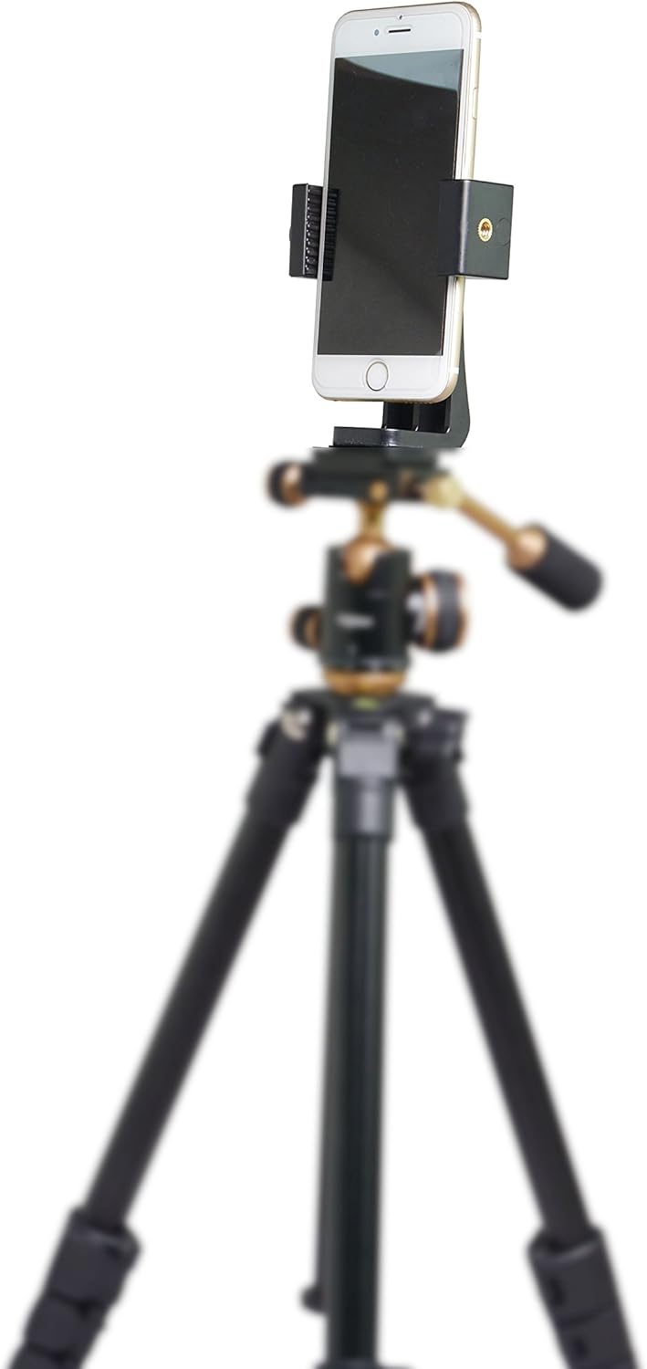 Bestshoot Phone Tripod Mount Adapter & Smartphone Remote Controller, Smartphone Holder Clip Compatible with iPhone Samsung and All Cell Phones, Rotates Vertical Horizontal Adjustable Clamp