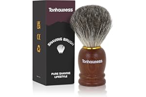 TONHAWNESS Pure Badger Bristle Shaving Brush Wood Crafted Handle Shave Brush for Men, Beard Hair Shaving brushes for Wet Shave Gift