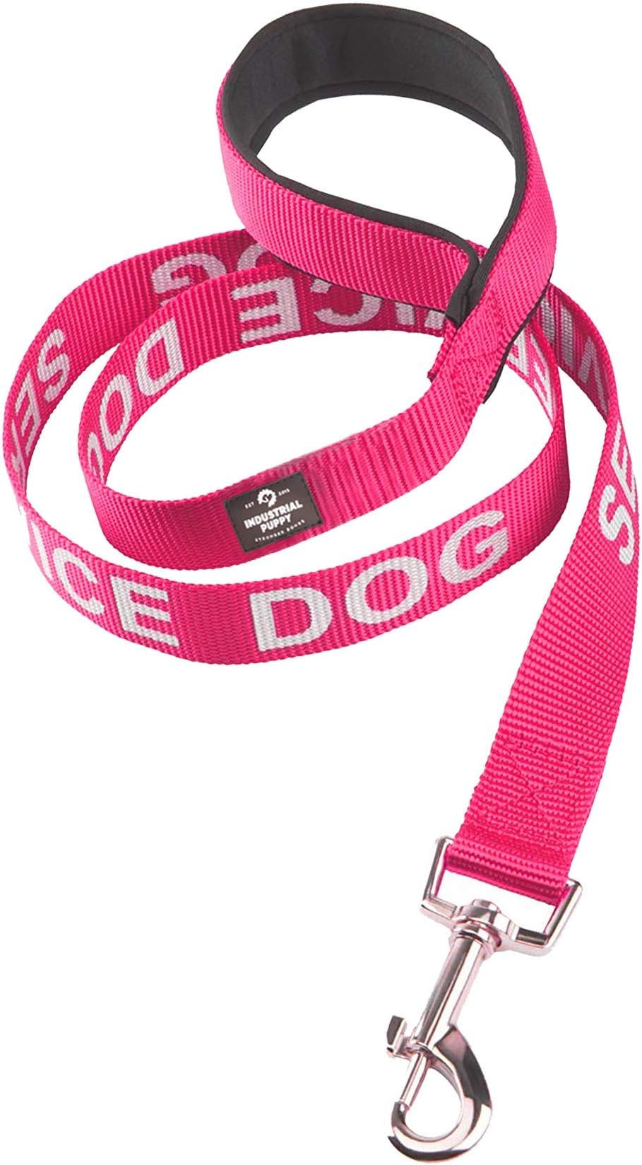 Service Dog Leash Wrap, Emotional Support Dog Leash with Neoprene Handle and Reflective Lettering - Supplies or Accessories for Service Dog Vest, Emotional Support Vest Pink