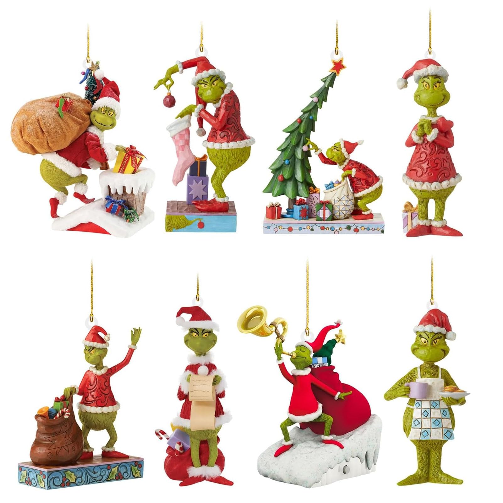 Christmas Ornament Decorations, 8PCS Stocking Cap Funny Santa Ornament Decorative Xmas Decor Ornaments (8PCS)