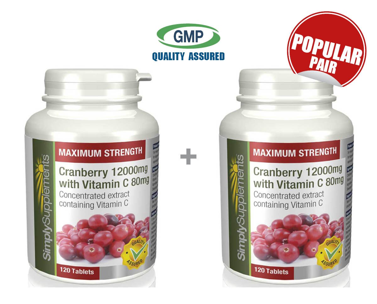 Simply Supplements Cranberry 12000mg with Vitamin C 80mg Bundle Deal