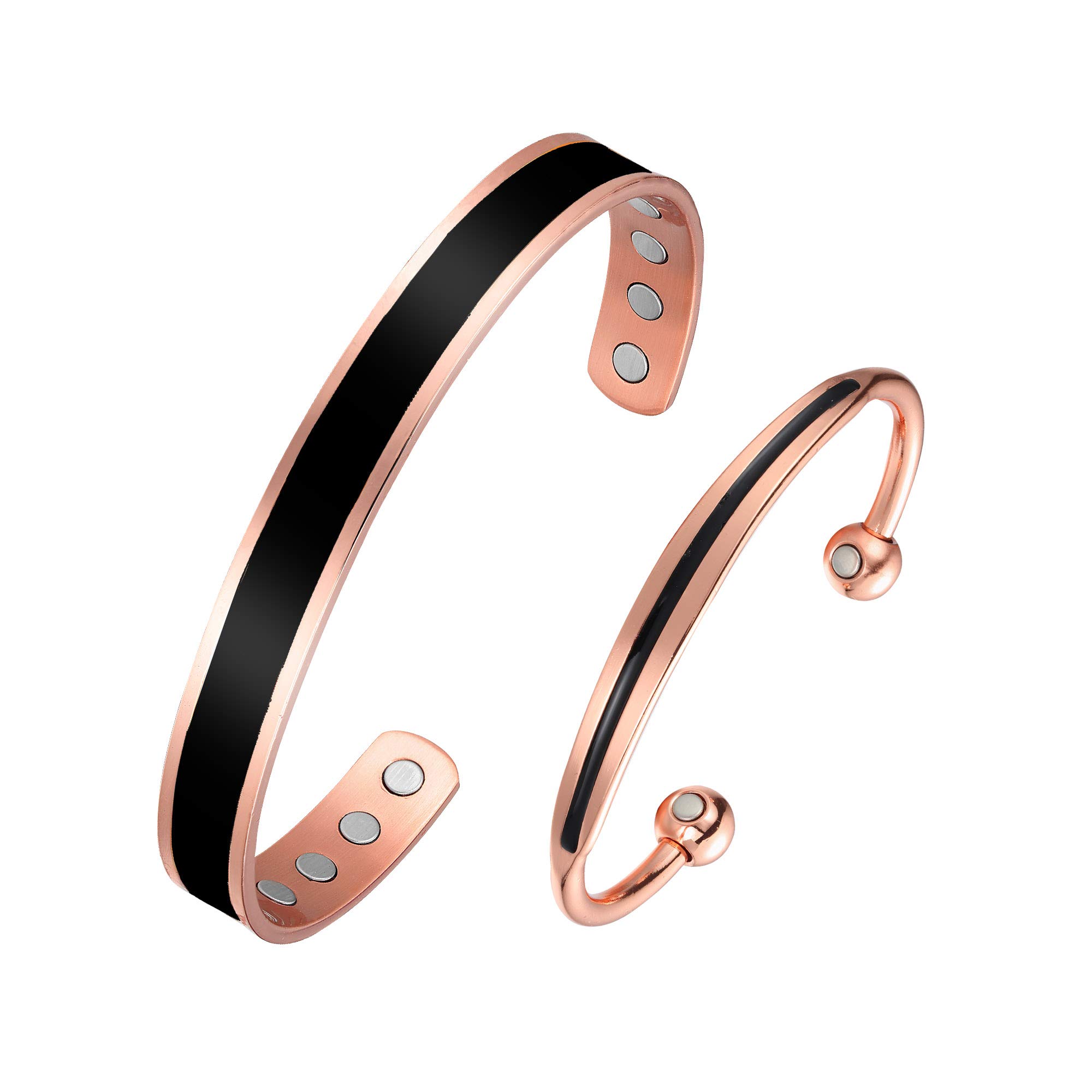 BioMag 2pcs Magnetic Copper Bracelet for Women Men Solid Copper Magnetic Bangle Adjustable to Fit Most Wrist for Men and Women