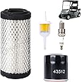 Drive-up EZGO Tune Up Kit for 2008-Up RXV and 2010-Up TXT Gas Golf Cart w/ 4 Cycle Kawasaki Motor with Air Filter Fuel Filter Oil Filter Spark Plug, 13.5 hp Engine Maintenance Kit for EZGO Models