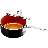 Gotham Steel Nonstick 3-Quart Stock Pot with Ceramic and Titanium Copper Surface and Tempered Glass Lid – Dishwasher Safe