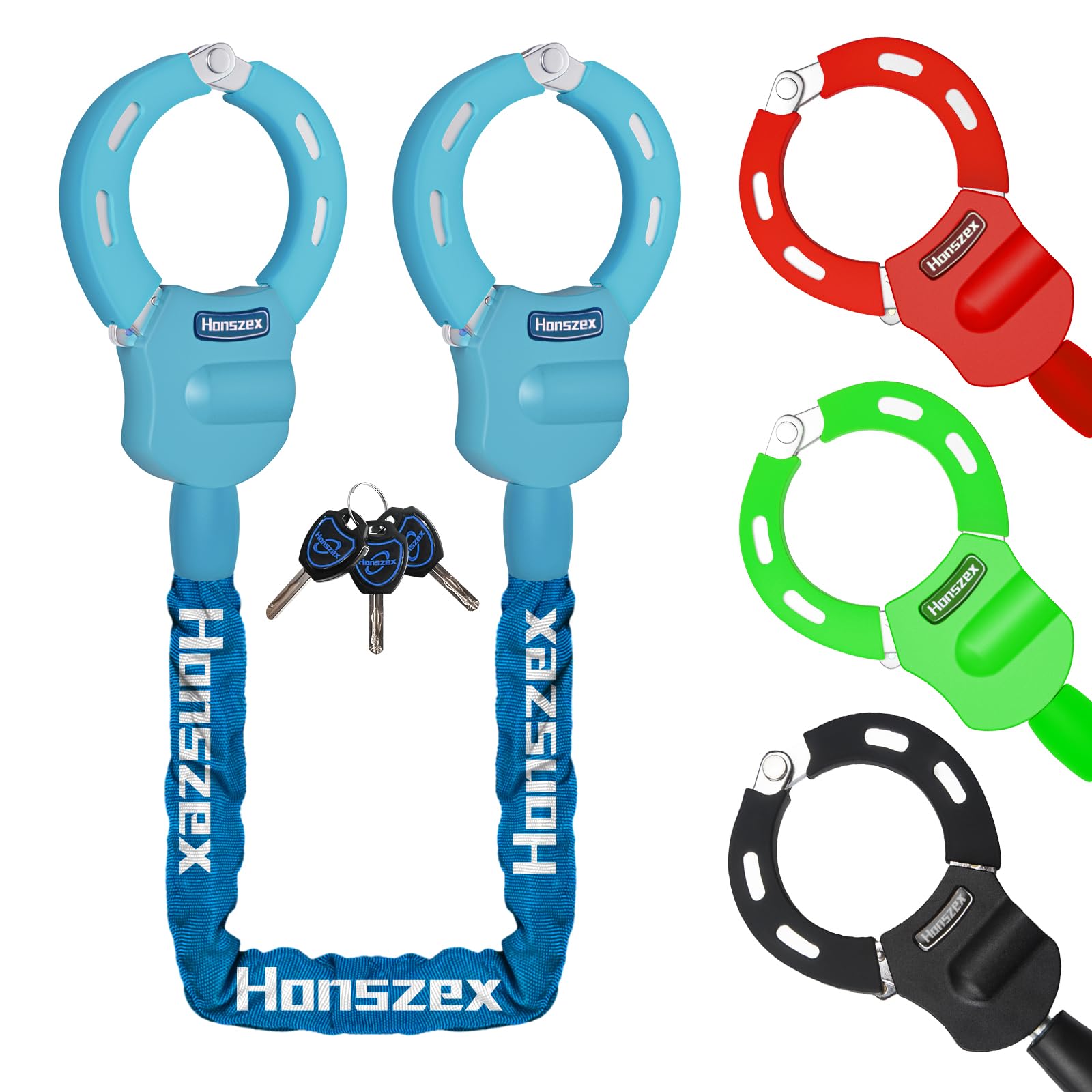 Honszex Scooter Lock, Bike Locks, 36.22inch Handcuff Lock High Security with Keys, Heavy Duty Locks Anti Theft, Accessories for E Scooter, Electric Bike, Bicycle, Motorbikes, Baby Stroller (Blue)