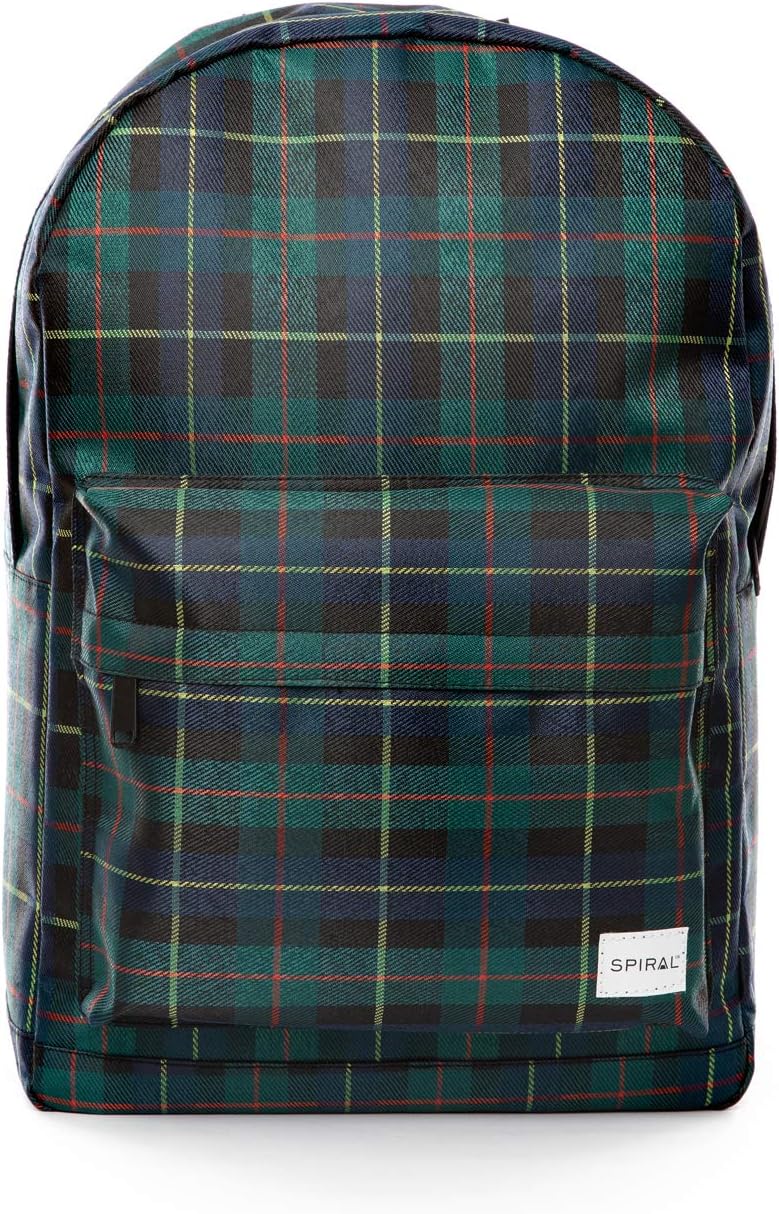 green plaid backpack