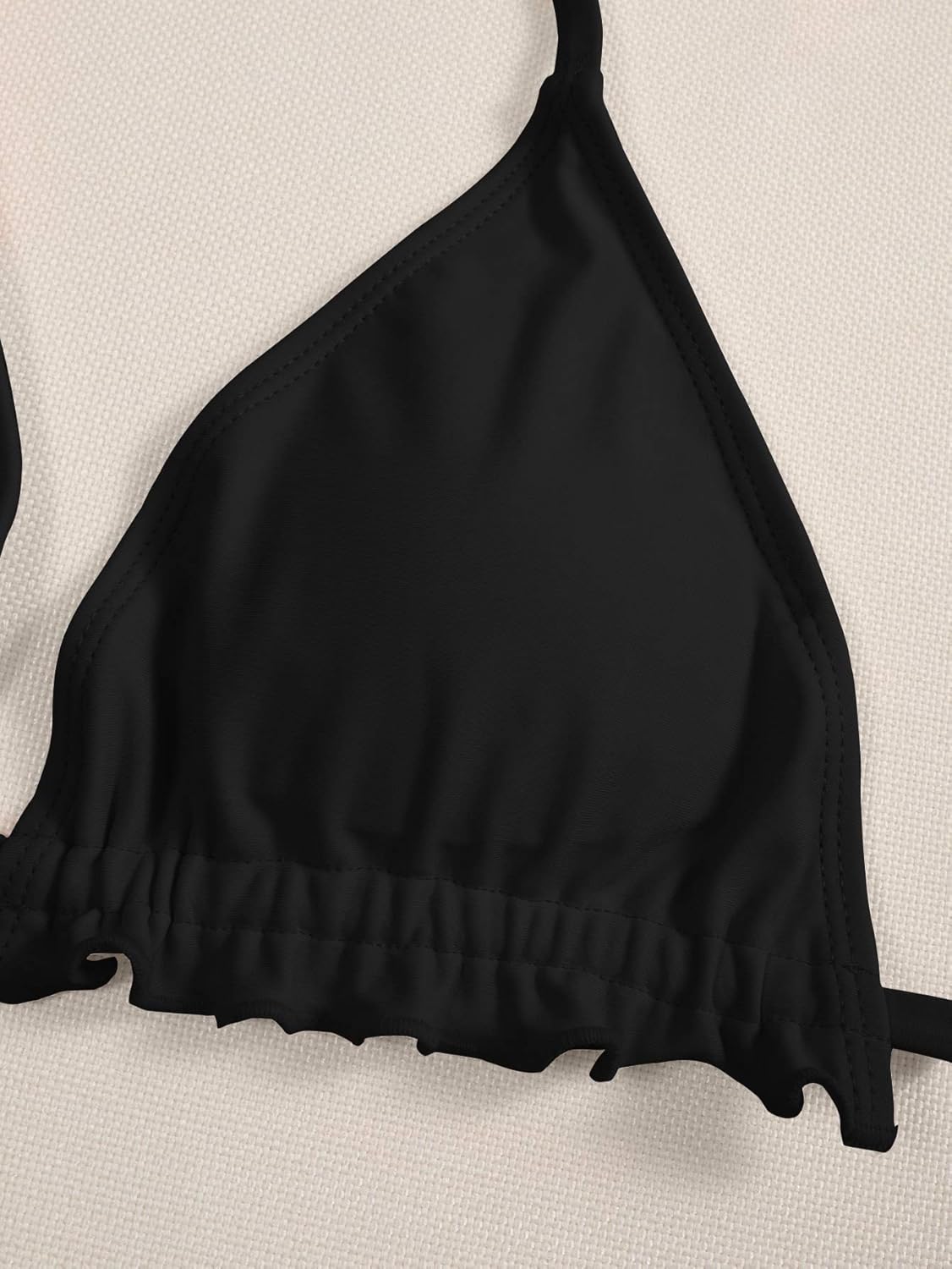 SOLY HUX Women's Frill Trim Halter Triangle Tie Side Bikini Set Two Piece Swimsuits: Clothing