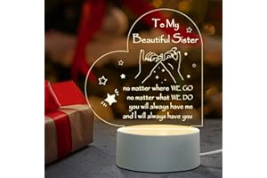 GILTGLIMMER Sister Birthday Gifts, Mothers Day Gifts for Sister - Acrylic Night Light, Sister Gifts from Sister, Friendship Gifts for Women, Long Distance Gift for Sister, Soul Sister, Best Friend