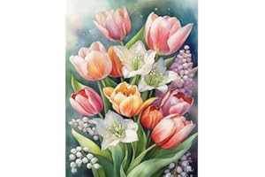 AIBOERL Diamond Art Kits for Adults,Tulips 5D Diamond Painting Kits Diamond Art Kits Diamond Painting,Full Drill Diamond Art DIY Crafts Diamond Dot for Home Decor Gift[11.8x15.7inch]