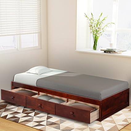 Haper Bright Designs Twin Size Platform Storage Bed With 3