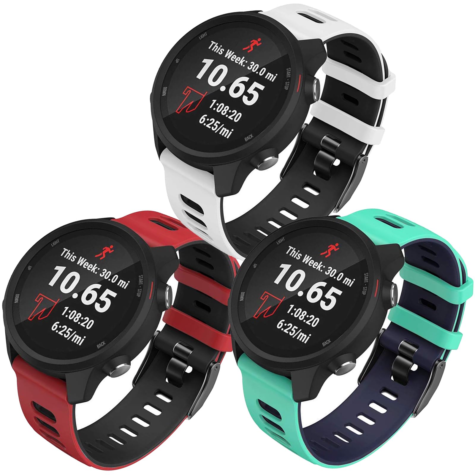 FunBand Compatible with Garmin Forerunner 245/645 trap,20mm Quickfit Soft Texture Silicone Replacement Sport Wristbands for Garmin Vivoactive3，Vivomove HR/Garmin Venu，Venu 2 plus，Venu Sq SmartWatch