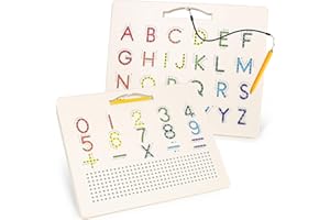 USATDD 2 in 1 Magnetic Number Tracing Board, Magnetic Drawing Board Numbers 1-20 Writing Board Preschool Handwriting Learning Toys Alphabet & Math STEM Educational Toy for Toddlers Kids