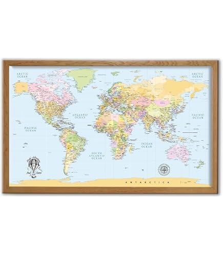 Political World Map Outline French Language Natural Earth Projection...