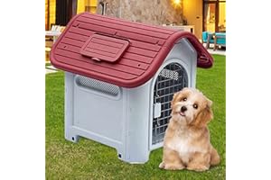 Dog House for Small Dogs 23.6" x 29.5" x 26" - LINKLIFE Indoor Outdoor Pet Shelter Kennel with Air Vents and Elevated Floor W