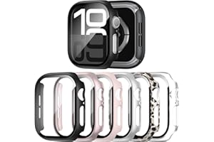 Landhoo 6 Pack Case with Tempered Glass Screen Protector for Apple Watch Series 11(2025) Series 10 42mm(2024), Hard PC Ultra-Thin Scratch Resistant Protective Face Cover for iWatch Series 10 11 42mm