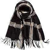 AUSEKALY Winter Women Scarf Soft Cashmere Feel Plaid Shawl Tassels Large Oversized Wrap