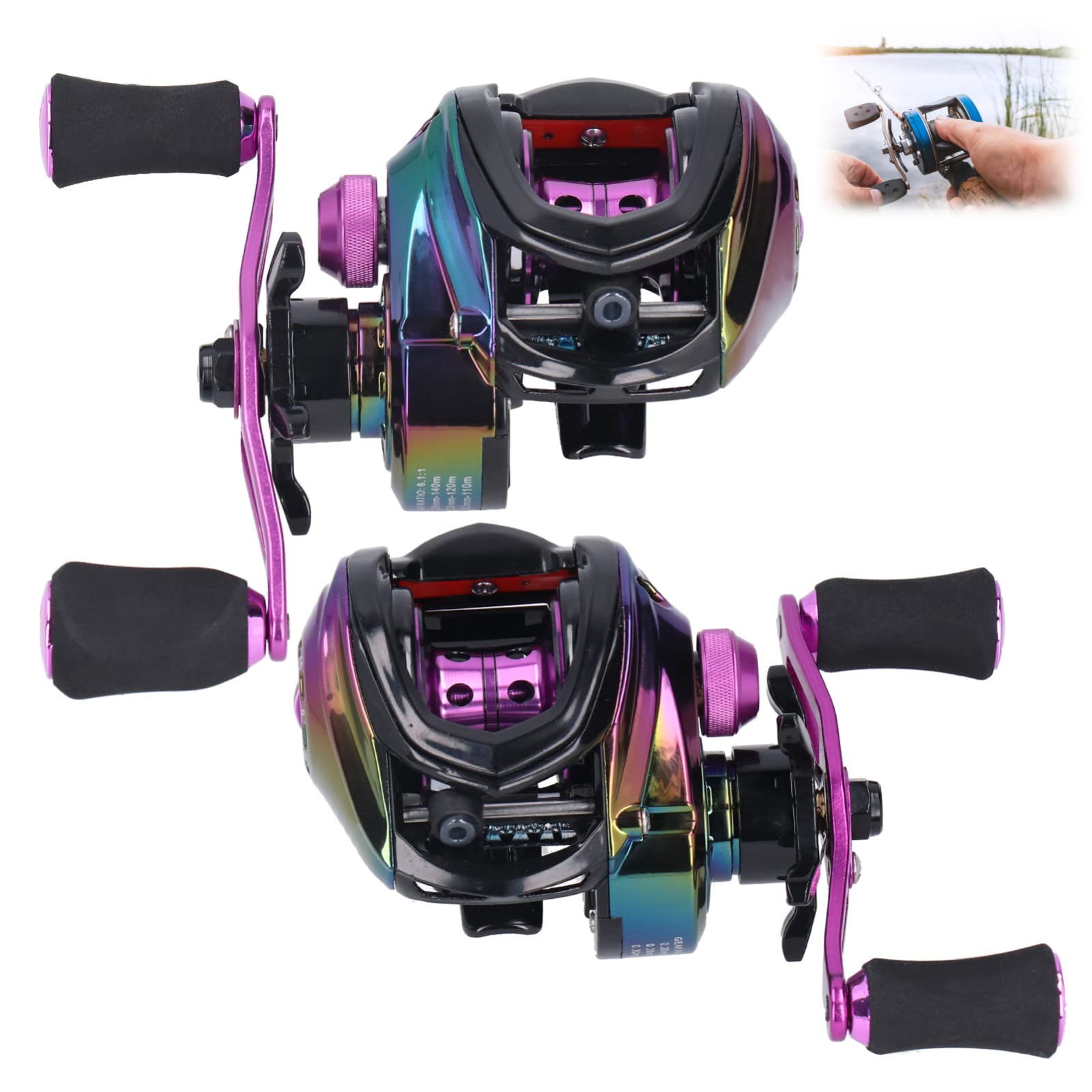 Baitcasting Reel High Speed Ratio 8.1:1 Baitcasting Fishing Reel Metal Lightweight Casting Fishing Wheel Reels(Right)