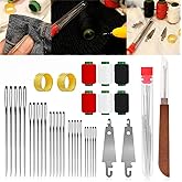 37PCS Big Eye Steel Sewing Needles Kit for Hand Sewing, Stainless Steel Needles Large Eye Set,Include 25 Steel Needles, 1 Seam Sewing Thread Ripper, 2 Needle Threaders, 6 Threads, 2 Thimbles