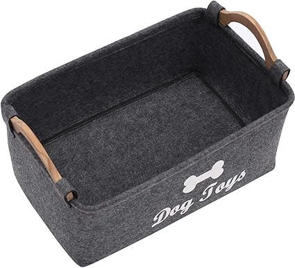 grey dog toy basket