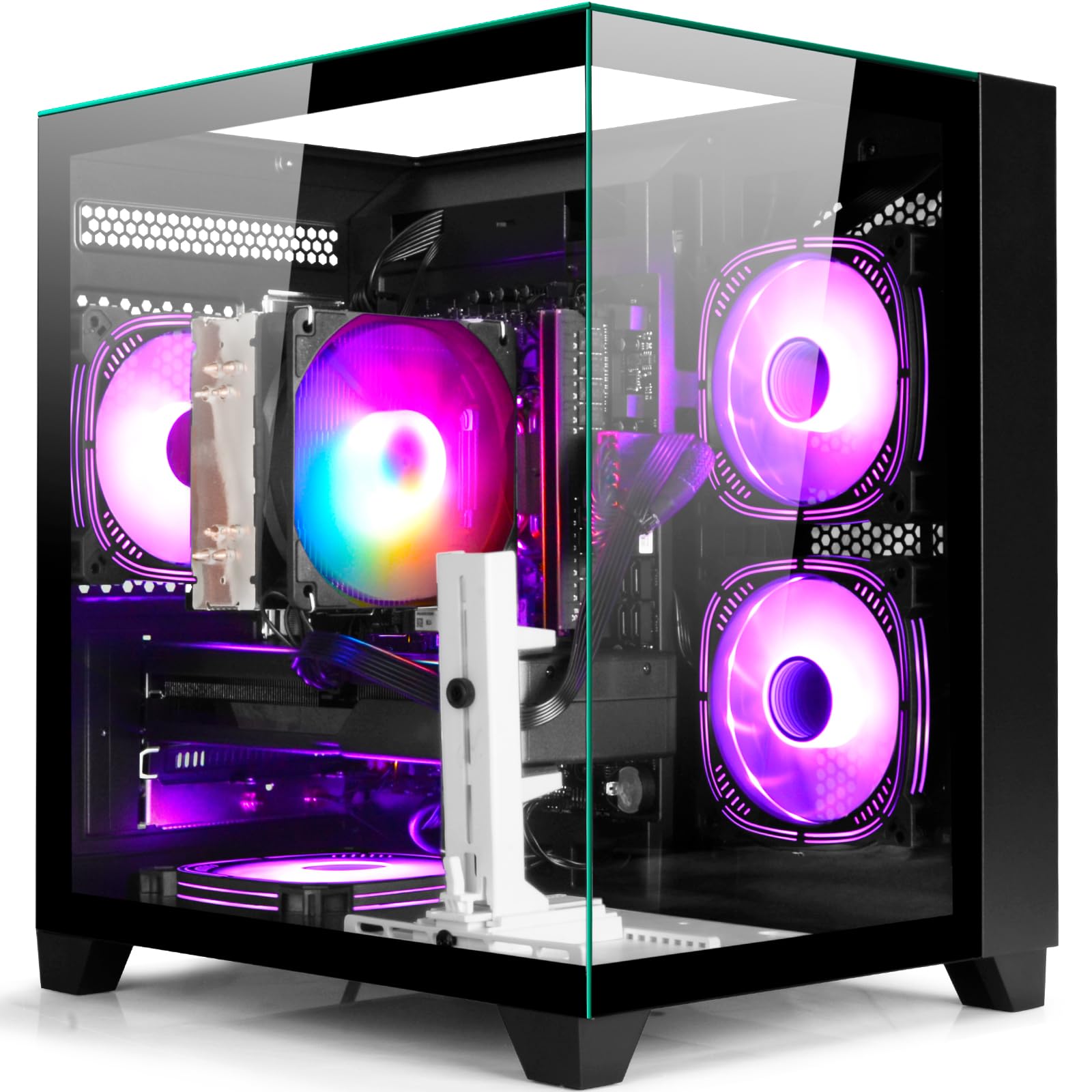 LXZ Gaming PC Desktop Ryzen 7 8700F | 32GB DDR5 RAM | GeForce RTX 5060 8GB | High-Performance Gaming & Design Computer, Black Tower PC