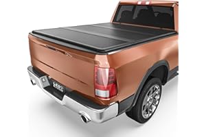 LEDKINGDOMUS FRP Hard Folding Truck Bed Tonneau Cover Fits for Dodge Ram 1500 2002-2024 Classic Only, Fits for Dodge Ram 2500 3500 2003-2025 6.4 ft Bed w/o Rambox