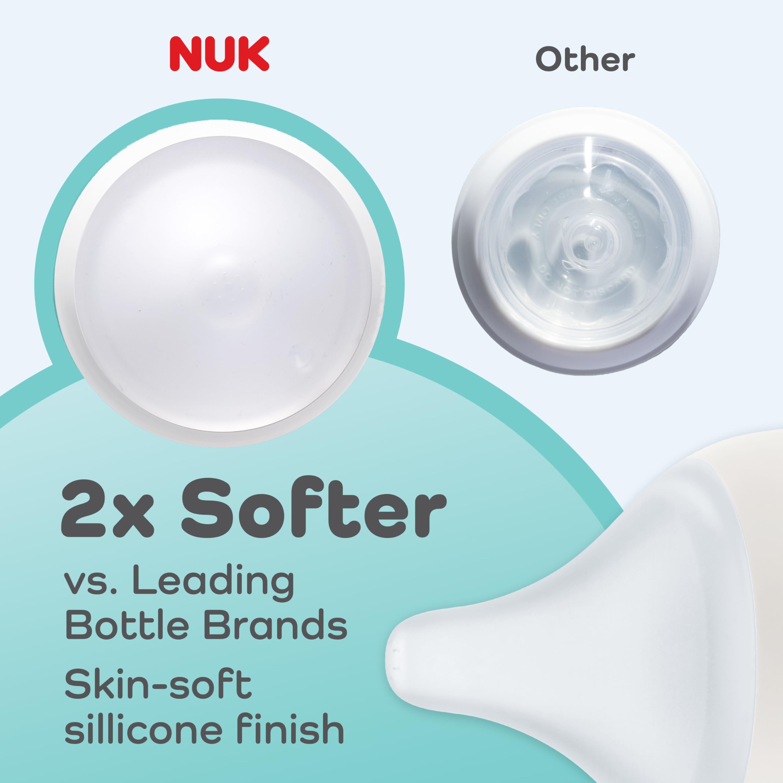 NUK Perfect Match Medium Flow Soft Silicone Nipple with Anti-Colic Vent, 2 Pack, BPA-Free