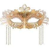 Coddsmz Women Masquerade Mask with Rhinestone Chains Venetian Mask Mardi Gras Decoration for Carnival Party Costume Masks