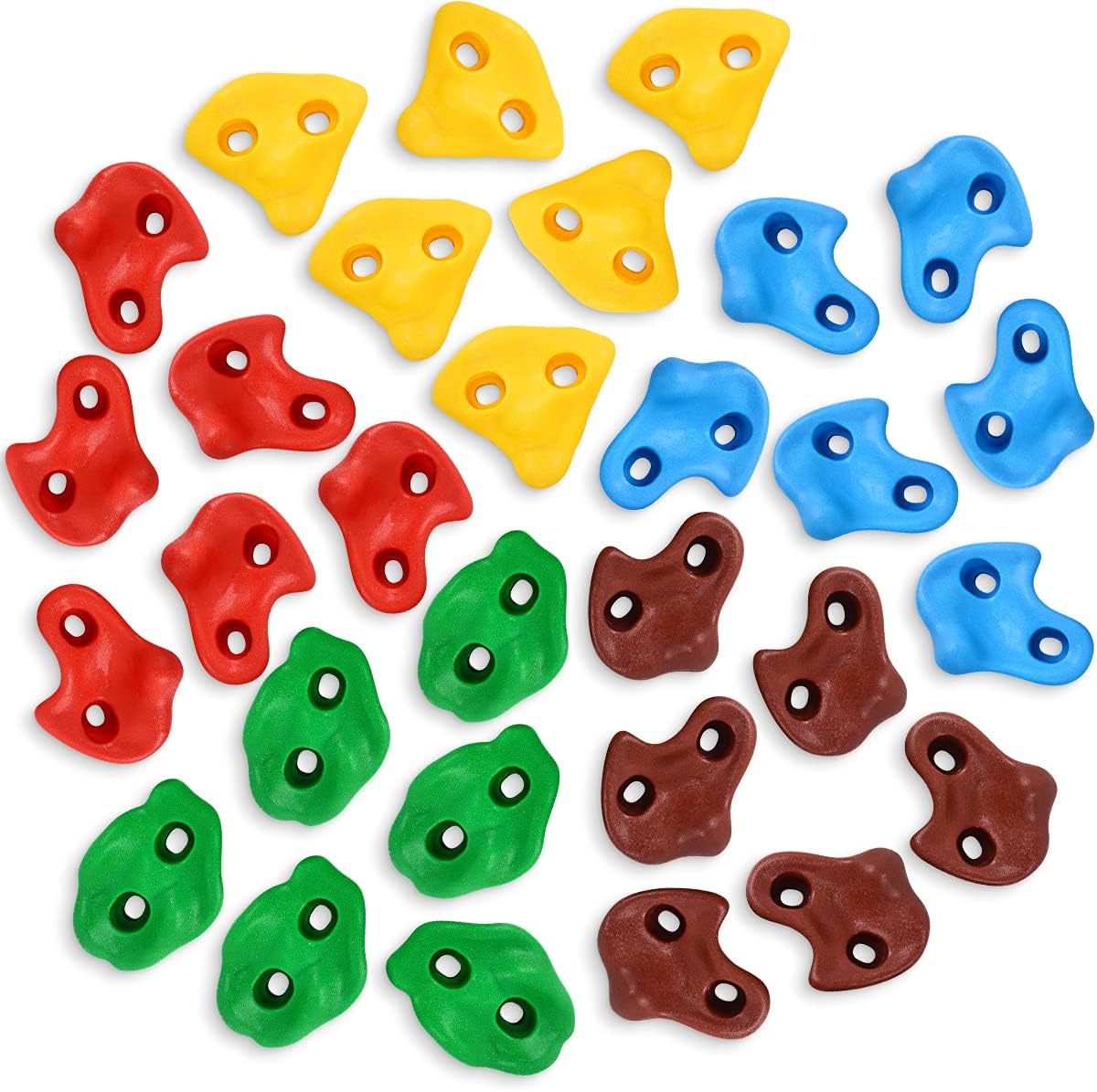 SEKKVY 30 Rock Wall Climbing Holds for Kids, Large Climbing Rocks for Indoor Outdoor Play Set, Rock Wall Hand Holds Kit with 2 Inch Mounting Hardware: Toys & Games