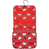 Hello Kitty Character Face & Bows Red 8.2" Folding Hanging Toiletry Kit