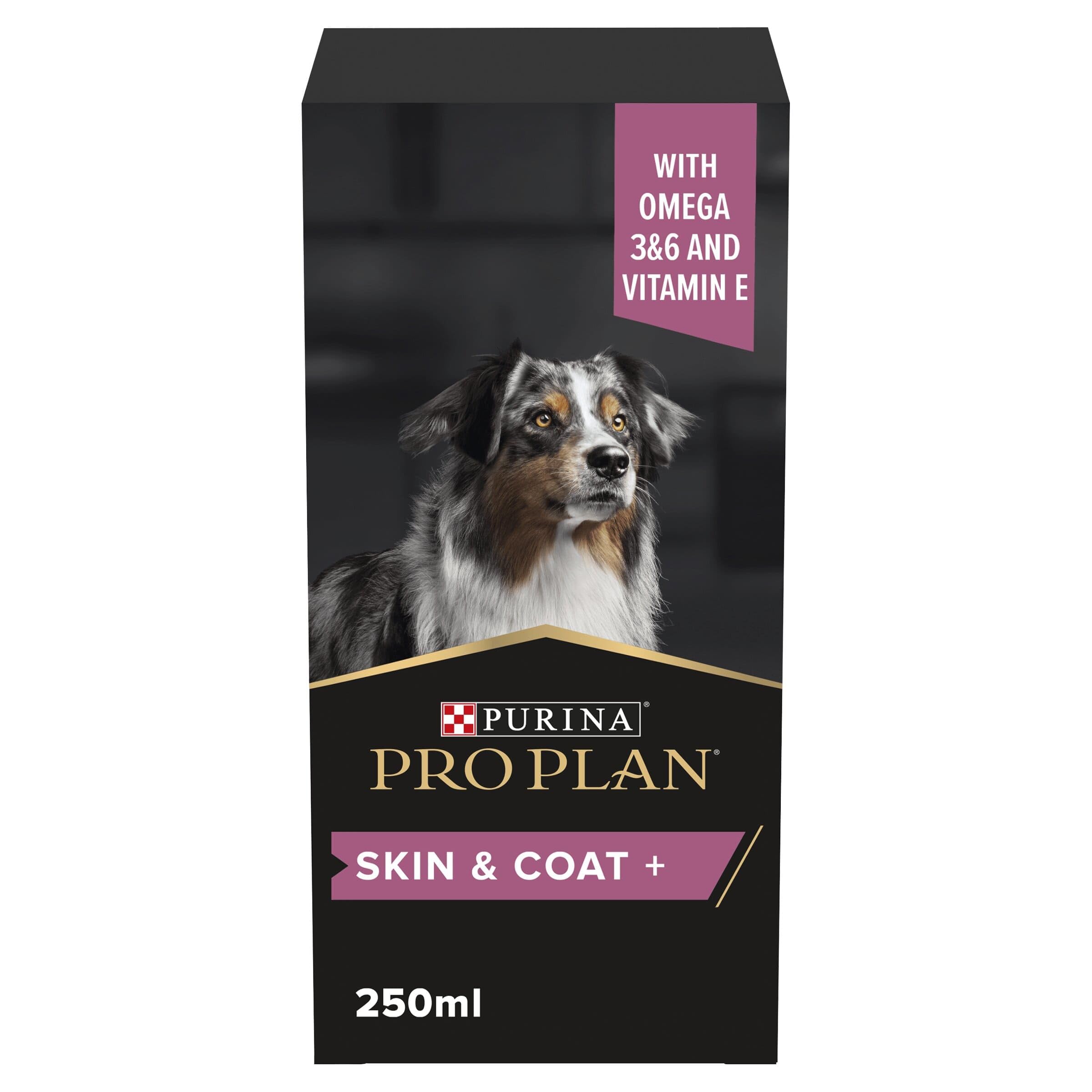 PRO PLAN Dog Skin and Coat Supplement | Skin health support, lustrous coat | with salmon oil, linseed oil, omega 3, omega 6, vitamin E | all breed| Adult and Senior dogs | Oil 250 ml​