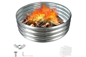 YSEJOMP 36 Inch Round Galvanized Fire Pit Ring/Fire Ring - Foldable and Perfect for Outdoor Gatherings and Campfires in The Yard/Garden/Park/Beach (3 FT Diameter, Silver)