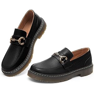 VNVCN Women's Loafers - Slip On Shoes with Breathable Comfort, Retro Horsebit, Casual Summer Penny Loafers for Daily Wearing
