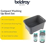 Beldray 8 Litre Washing Up Bowl with Integrated Drainer Plug Grey Set of 4 Pads view 2