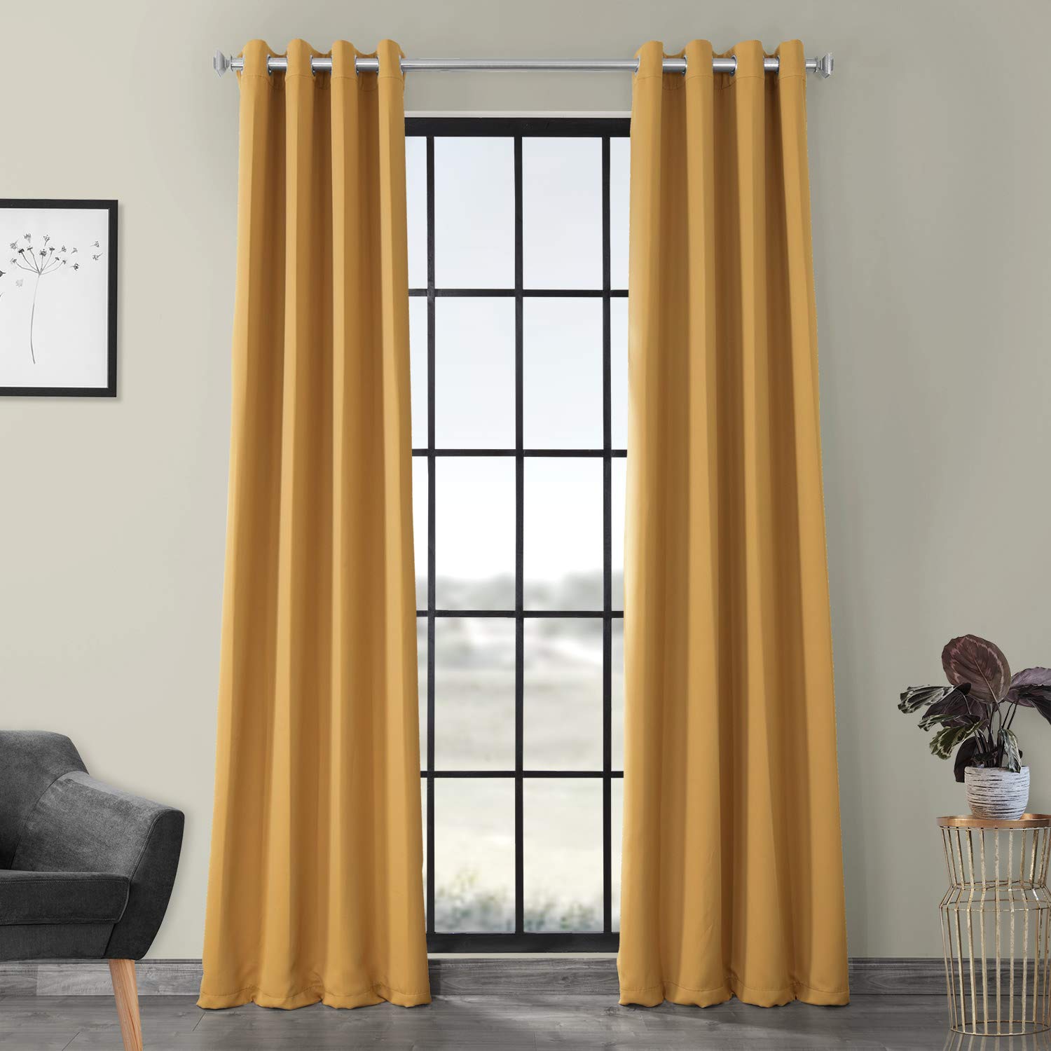 HPD Half Price Drapes Grommet Room Darkening Curtain 50 X 96 (1 Panel), BOCH-201303-96-GR, Marigold