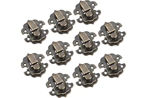 Yetaha 10PCS Antique Bronze Latch Clasps with 40 Screws, Iron Box Buckle Locked Hasp for Jewelry Wooden Case Decorative Box C