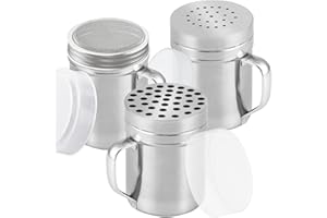 CUSINIUM [Set of 3] 6oz Stainless Steel Dredges with Handle - Fine Mesh + Medium Holes + Large Holes (for Coarse Seasonings)