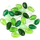 Jmassyang 60pcs 8x12mm Crystal Glass Teardrop Beads Faceted Vertical Hole Shape Loose Spacer Beads for Jewelry Making DIY Bracelet Necklace Sewing Crafts Decoration (Green Mixed)