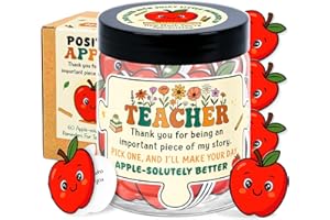 DEARSHINE Apple For Teacher Gift - Teachers Gifts for Women - 60 Positive Apple Daily Affirmation Cards Jar - Teachers Day Graduation End of The Year Thank You Gift for Women - Teacher Christmas Gifts