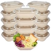 JAYEEY 25 oz Disposable salad bowls with lids, Sugarcane Fiber Paper Bowls take away Bagasse food containers meal prep deli container 50 Pack