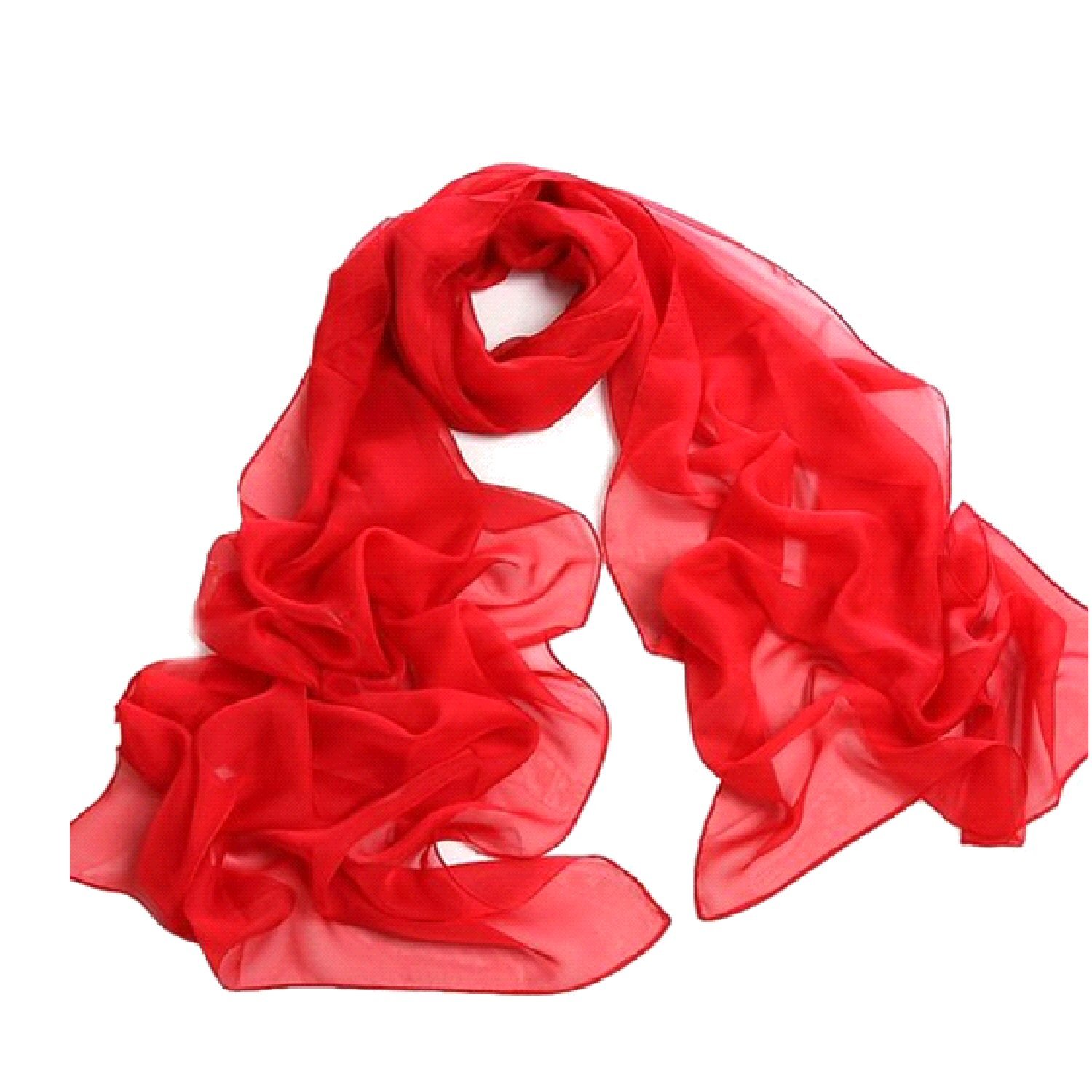 Photo 1 of Fashionable Solid Color Chiffon Scarf - Red