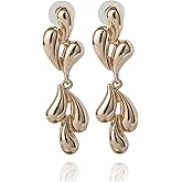 BCBGeneration Squiggle Shape Large Stud Earrings with Dangle Charm, Gold-Tone Drop Earrings for Women