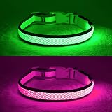 YFbrite Light Up Dog Collar Pink Medium Rechargeable LED Reflective Safety view 8