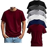 Ficerd 6 Pack Men's Big and Tall Shirts Short Sleeve Cotton Tee Summer Crew Neck Oversize Top Loose Fit Shirt Multipack