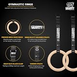 GRAVITY FITNESS Wooden Gymnastic Rings 28mm with Adjustable Straps Buckle view 2