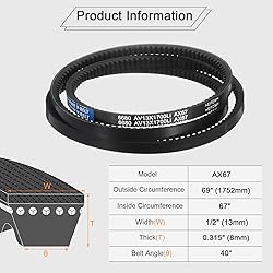 uxcell 4Pcs AX67 EPDM V-Belt, Raw Edge Cogged