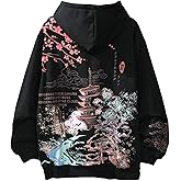 Women Men Aesthetic Japanese Sakura Hoodie, Y2K Anime Harajuku Cloth Korean Hooded Long Sleeve Sweatshirt for Winter Fall