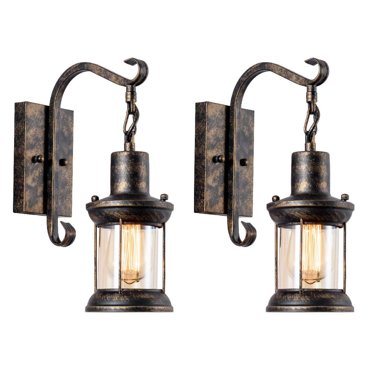GLADFRESIT Vintage Wall Light Industrial Lighting Retro Metal Wall lamp Indoor Home Lights Fixture with Glass Shade Cover(Single lamp-Base Painted with Oil Rubbed Bronze) (Oil Bronze 2 Packs)