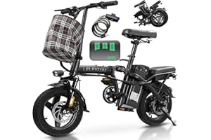 LELEKUAI Electric Bike for Adults and Teens, 560W Motor 24MPH Compact Commuter Folding Ebike, 32 Miles Range, 48V 10Ah Battery, 3-Level Pedal Assist, 14" Foldable Mini Electric Bicycle, UL 2849 Certified